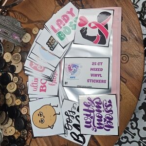 25 Count Mixed Vinyl Stickers Handmade